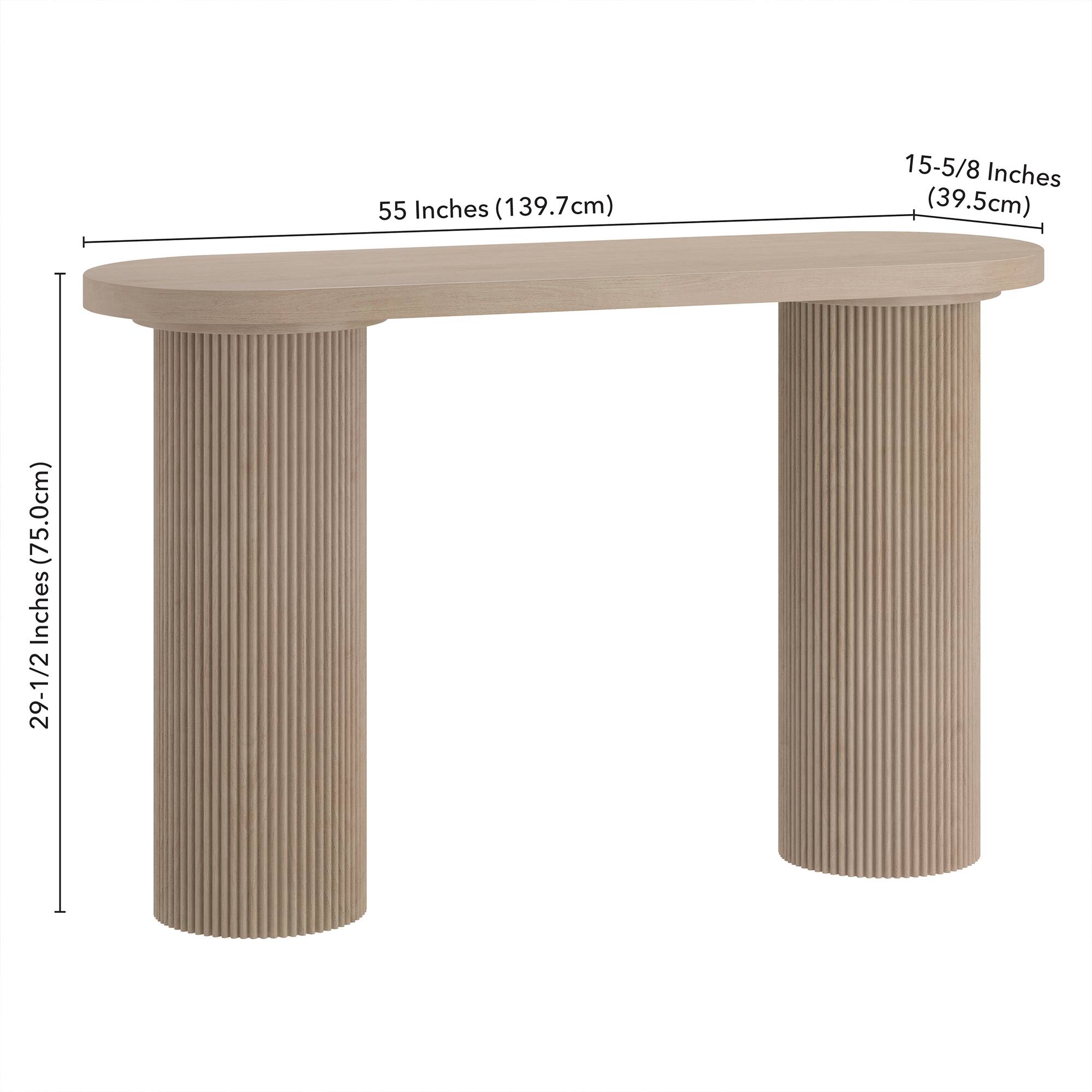 55 Inches (139.7cm)  
15-5/8 Inches (39.5cm)  
29-1/2 Inches (75.0cm)