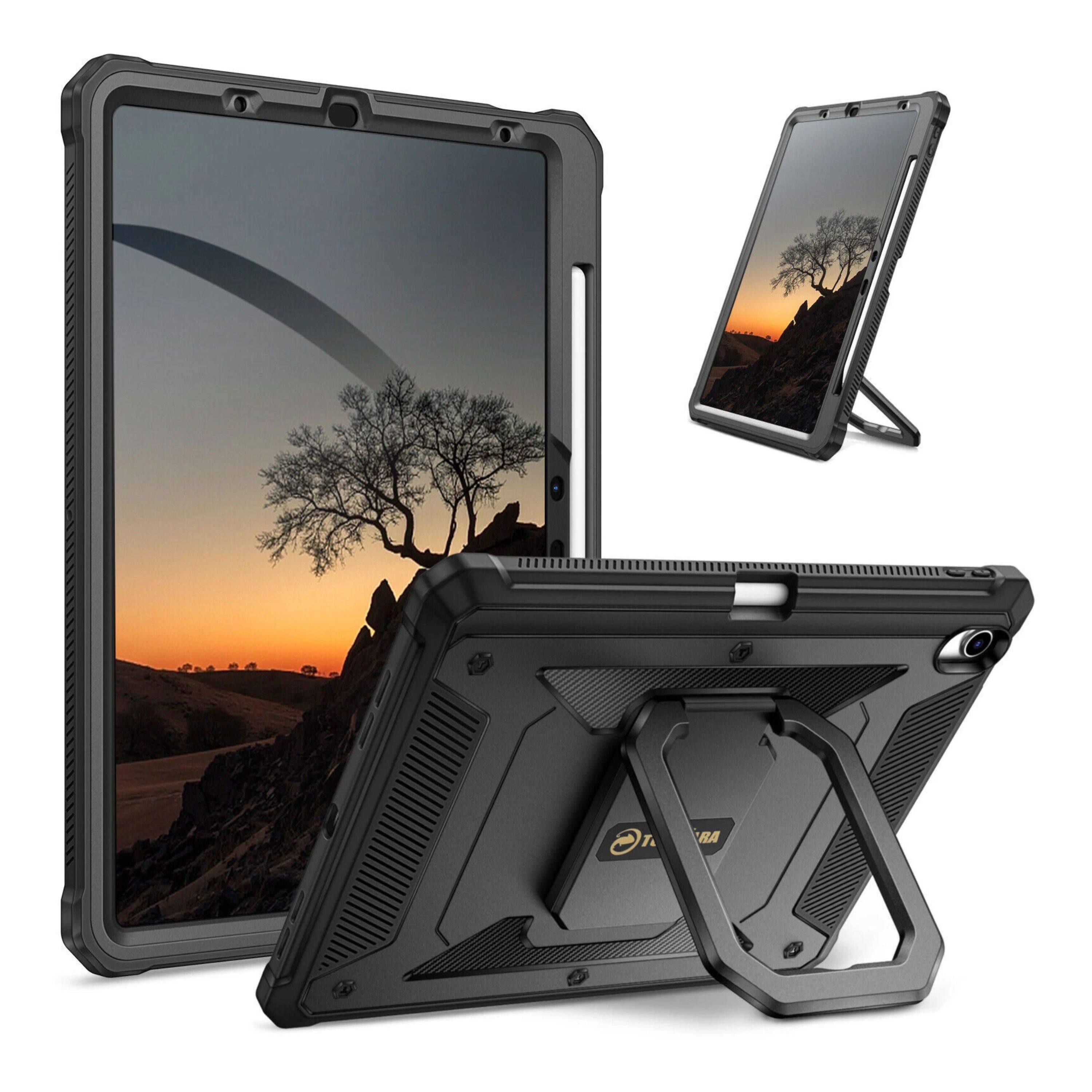 Kitcheniva - Rugged Case With Rotating Stand Built-in Screen Protector For iPad Air 11-inch M4/M3/M2 (2026/2025/2024) - Black