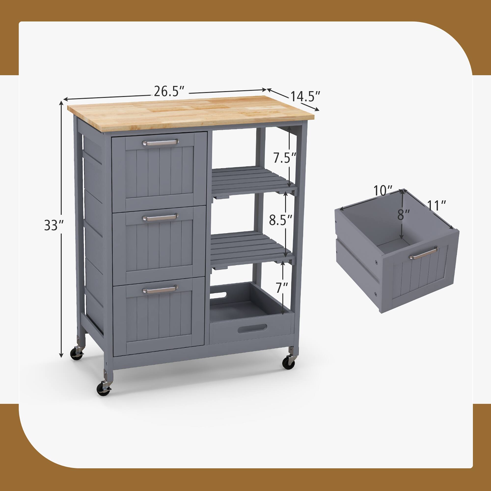 26.5" 14.5" 7.5" 33" 8.5" 10" 8" 11" 7"