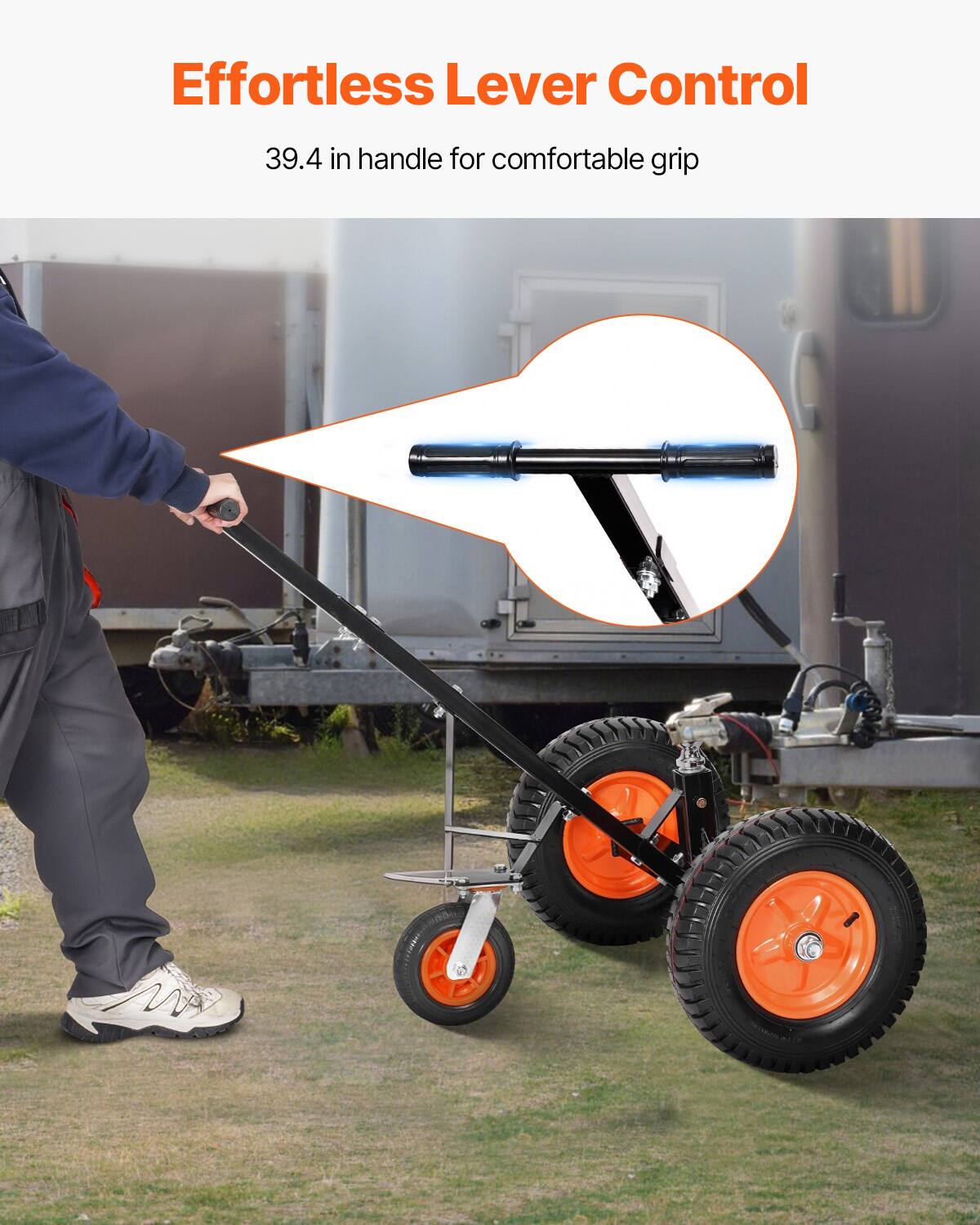 Effortless Lever Control  
39.4 in handle for comfortable grip