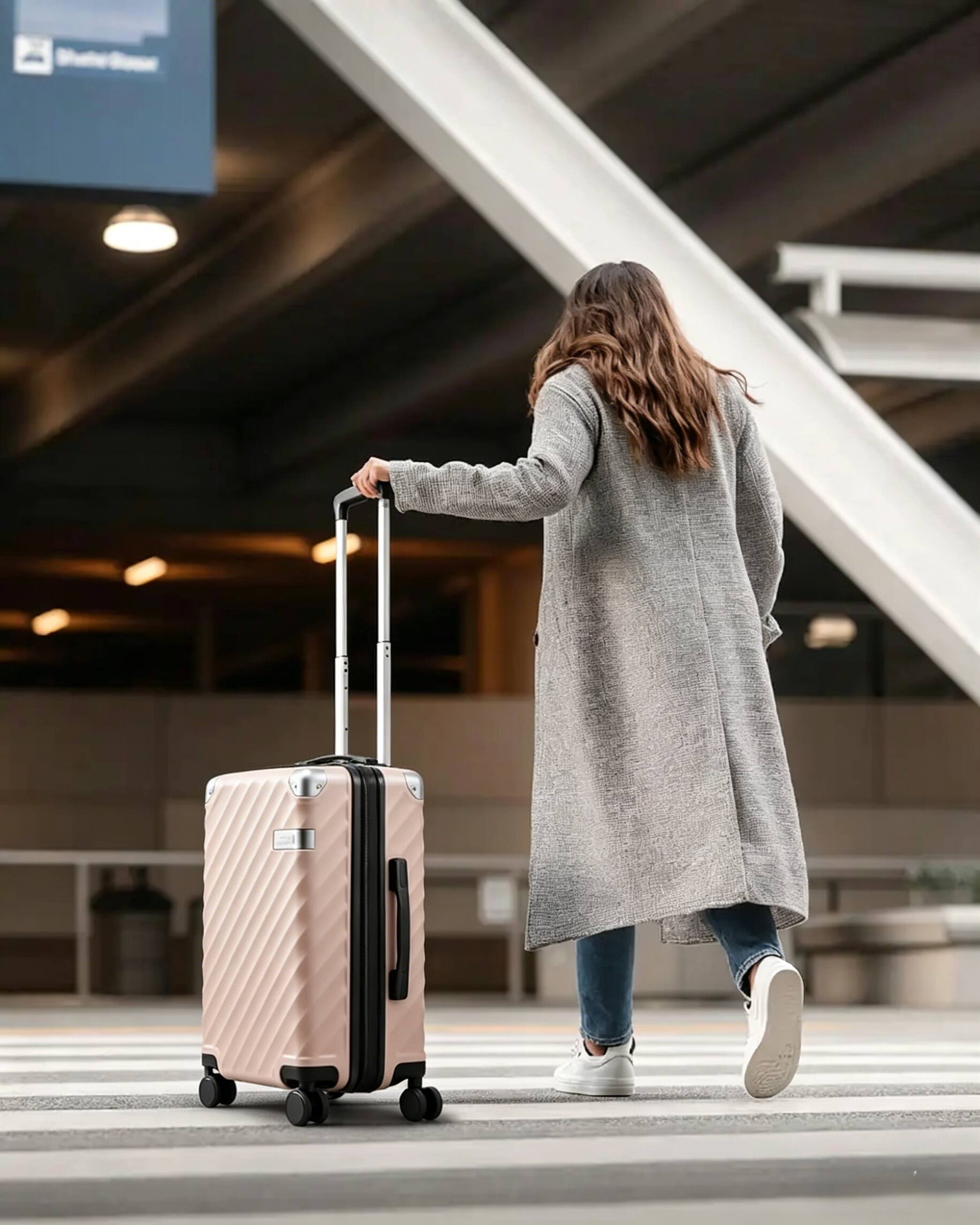 Angle. LUGGEX - LUGGEX 20 Inch Carry-On Luggage Airline Approved Expandable Polycarbonate Hard Shell Suitcase for Travelling - EX-Core - Pink.