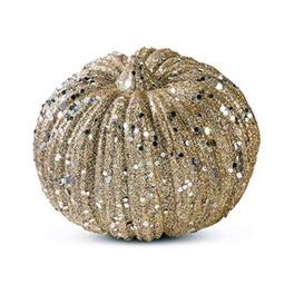 K&K Interiors - Glitter Pumpkin Display Piece Home Decoration 4 x 5 inch - Champagne