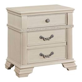 Manhattan Lane - Akia 28 Inch Traditional 3 Drawer Nightstand, Metal Knobs - White