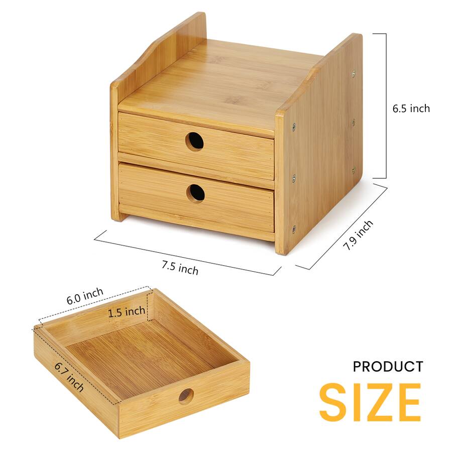 Computer Drawers Designs Oumilen Bamboo Desktop Organizer with 2 Drawers – Natural Bamboo ...