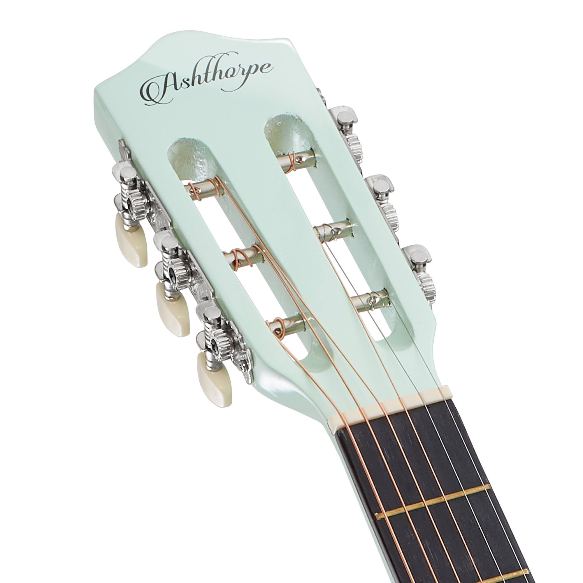 Alt View 4. Ashthorpe - Beginner Acoustic Guitar Package - Starter Kit - Mint Green.