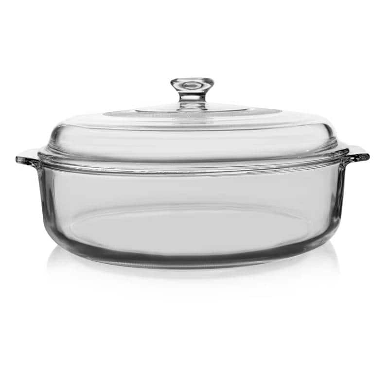 SlickBlue - Oven-Safe 3-Quart Dutch Oven Glass Casserole Bakeware Dish - Clear