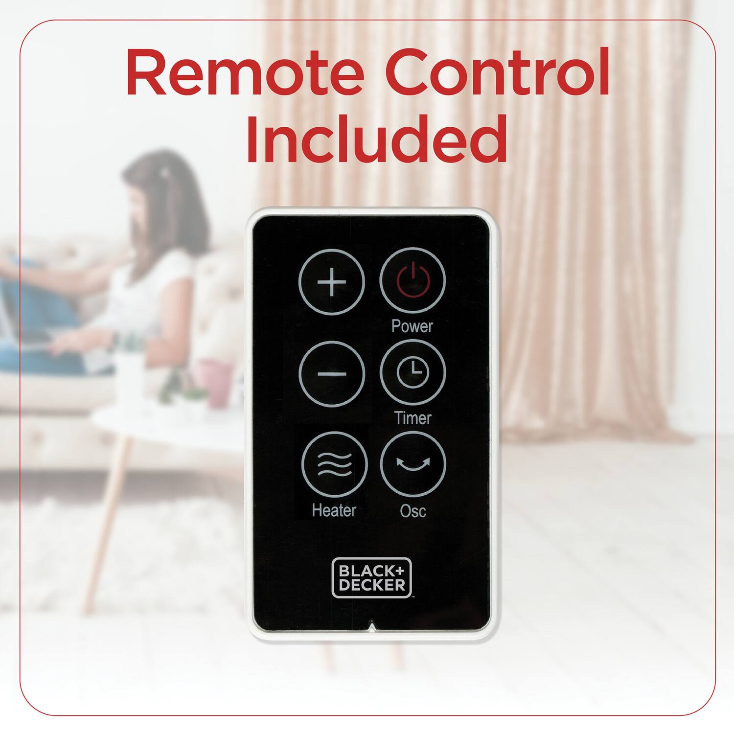 Remote Control Included + Power Timer Heater Osc BLACK+ DECKER