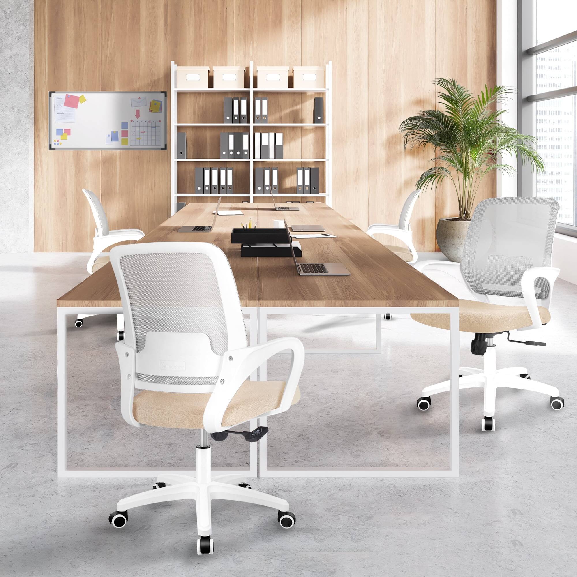Alt View 1. Neo Chair - Office Desk Ergonomic Computer Mesh Chair with Lumbar Mid Back Support Rolling Wheels Comfy Task Vanity Chair for Home - Beige.