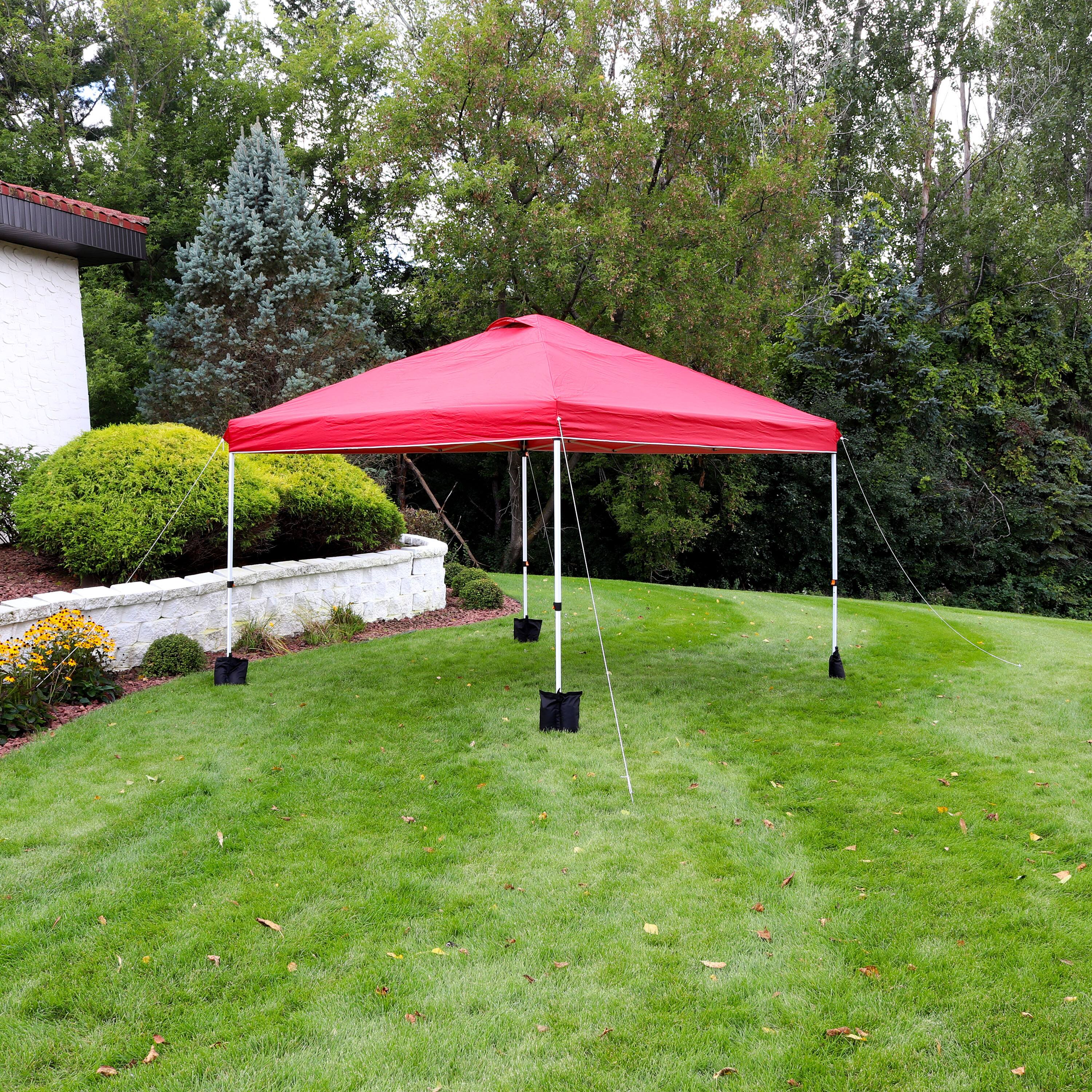 Alt View 3. Sunnydaze - Premium Pop-Up Canopy with Sandbags - 12 ft x 12 ft - Red.