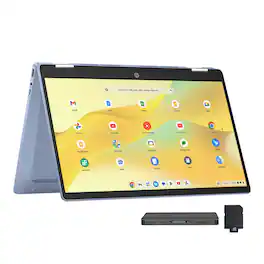 HP - Chromebook x360 14" FHD Touchscreen Laptop,Intel Processor N100,4GB RAM,64GB eMMC+160GB Dock Set,Chrome OS - Blue