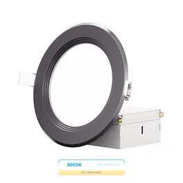 Infibrite - 4 In. Ultra-Thin Recessed LED Downlight 9W 750LM Bright white Wet Rated, Triac Dimmable Trim 6-Pack - Black