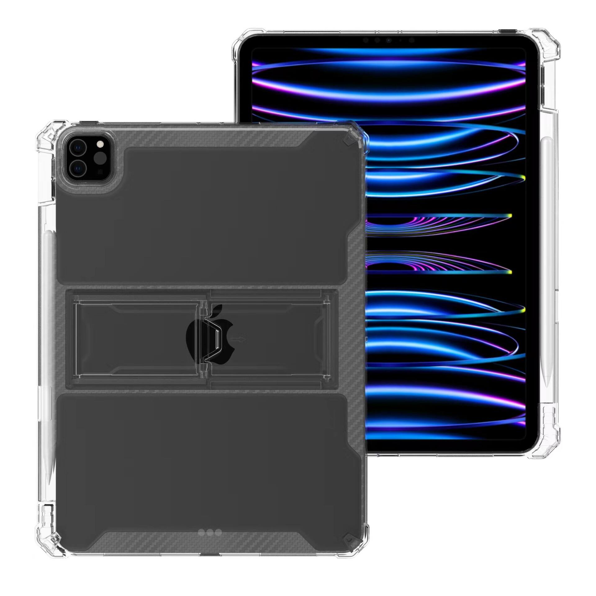 Alt View 1. Dteck - Rugged Clear Case For iPad Pro 13-inch (M5) 2025/(M4) 2024 Sturdy Kickstand Pencil Holder Non-Yellowing Slim Cover - Clear.