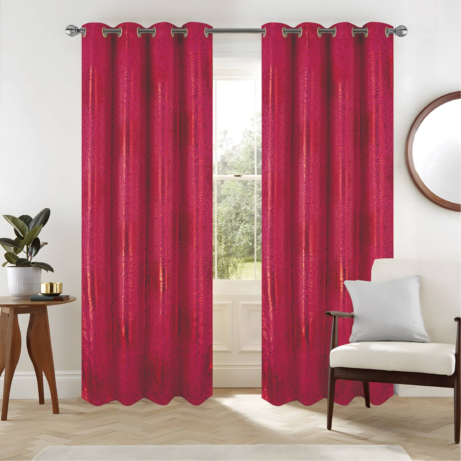 Angle. RT Designers Collection - RT Designers Collection Helena Halo Foil Blackout Polyester Window Curtain Grommet Panel 52" x 84" Red - Red.