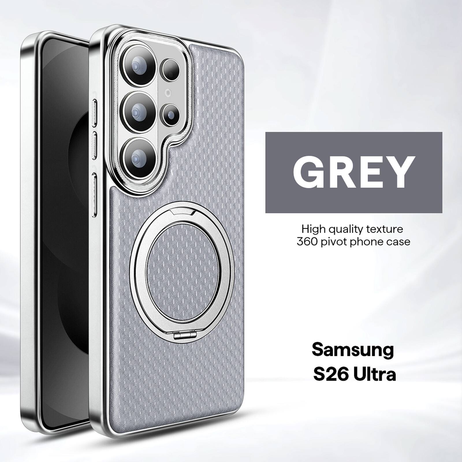GREY  
High quality texture  
360 pivot phone case  
Samsung S26 Ultra
