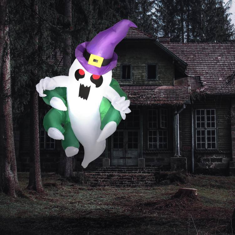 PULUZ 3.9ft Inflatable Halloween Window Sticker Ghost, Blow Up LED ...