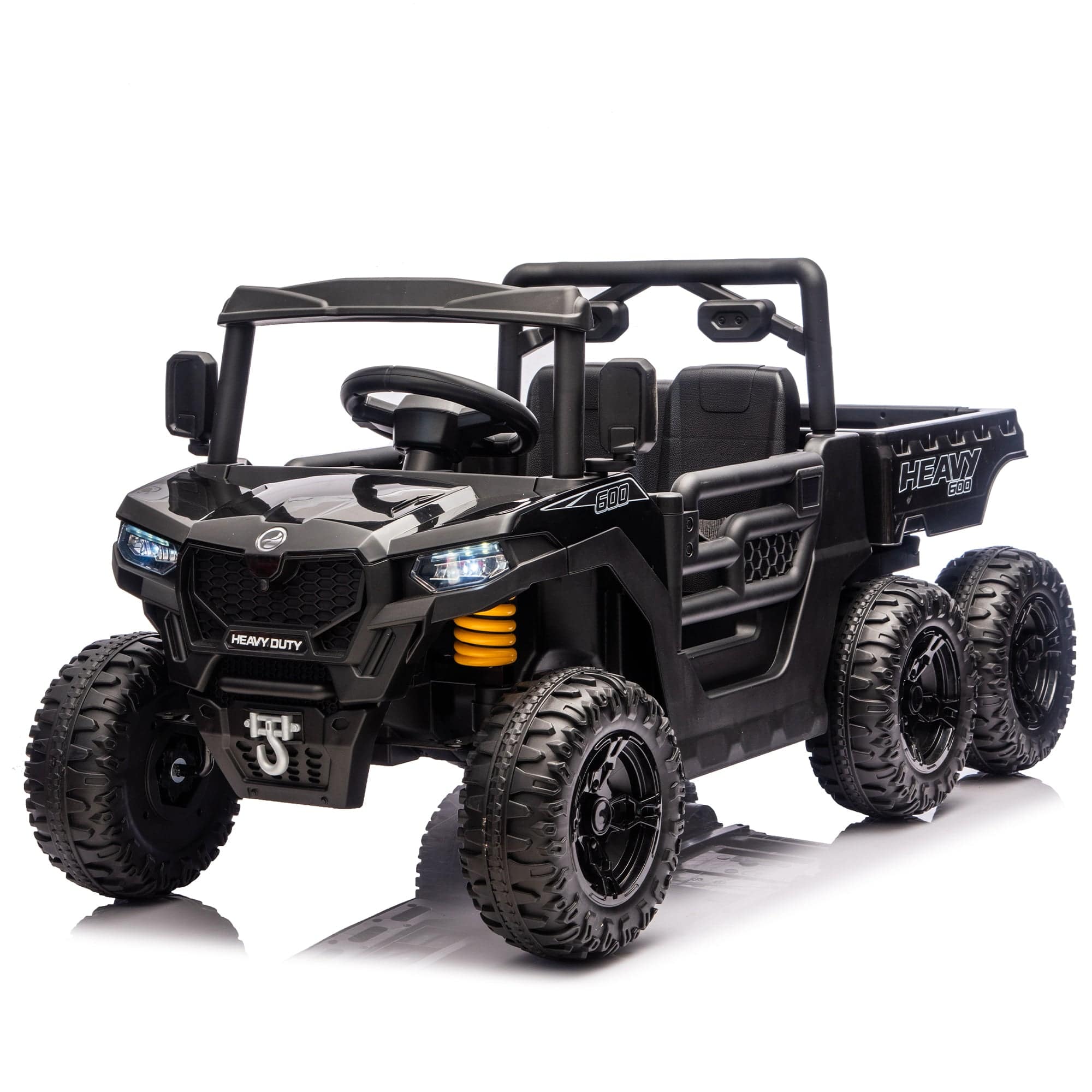 BreeBe - 24V 400W Kids Ride-On 6-Wheel Electric Dump Truck, 4WD, 2.4G Remote, Suspension, Bluetooth, Music, Ages 3-5 - Black