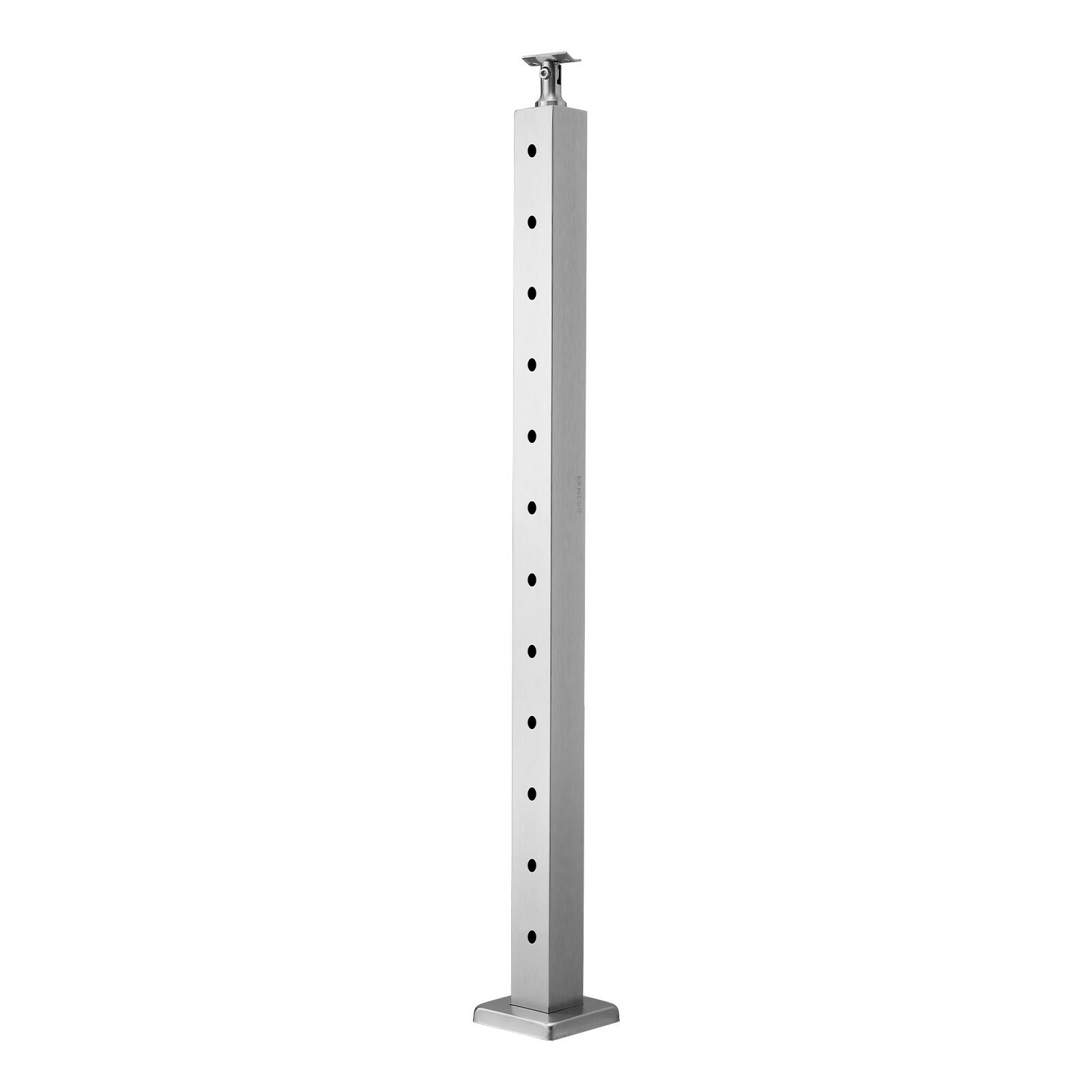 Alt View 5. VEVOR - Cable Railing Post, 42x2x2 Inch Level Deck Stair Posts, 1-Pack Stainless Steel Cable Handrail Post, Pre-Drilled Pickets - Silver.