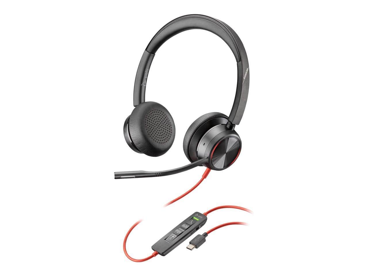 HP - Poly Blackwire 8225 USB-C Stereo Headset - Noise Cancelling Mic - TAA Compliant - Red