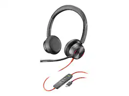 HP - Poly Blackwire 8225 USB-C Stereo Headset - Noise Cancelling Mic - TAA Compliant - Red