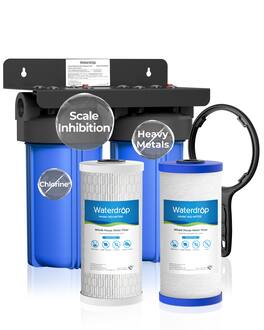 Waterdrop - WD-WHF21-SH 2 Stage Whole House Water Filter System, with Heavy Metal and Anti-Scale Sediment Filter - Blue