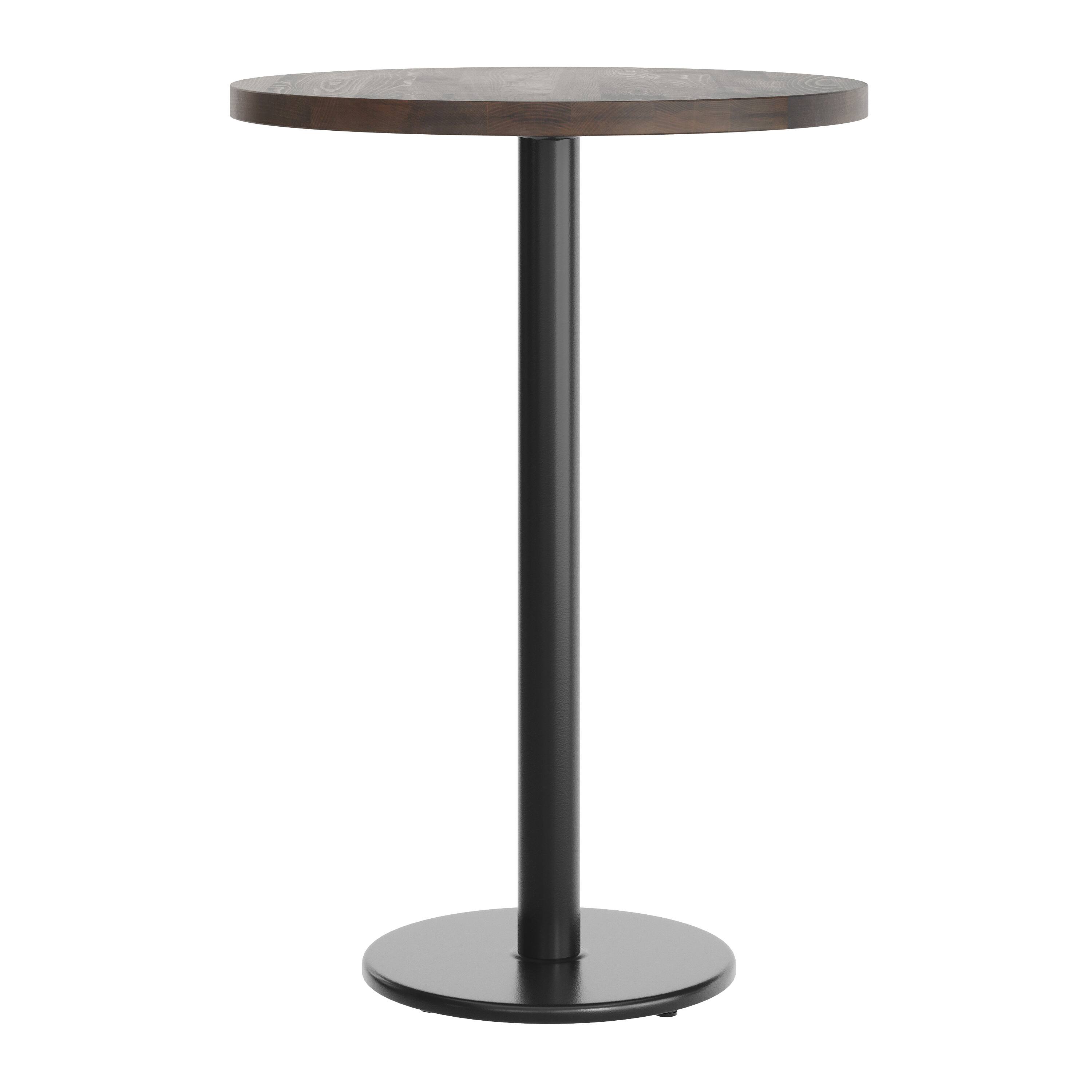 Left. Flash Furniture - Bennett 30" Round Solid Wood Commercial Indoor Tabletop in Dark Brown with 18" Round Bar Height Rust-Resistant Black Cas - Brown.