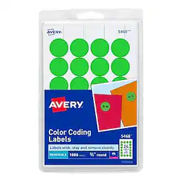 Avery - Easy Peel Laser Color-Coding Labels, 3/4" Dia, 1,008 Labels/Pack - Neon Green