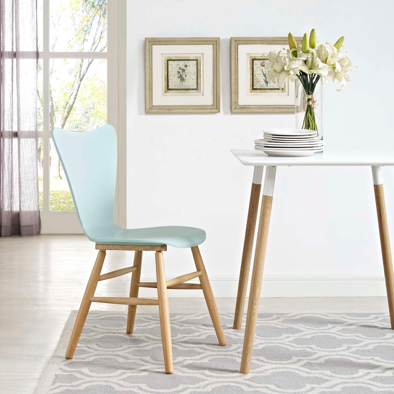 Cascade Wood Dining Chair by Modway - Light Blue