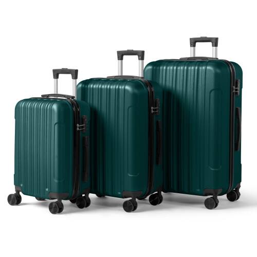 Alt View 1. Winado - 3-Piece 20in 24in 28in Lightweight ABS Hardside Hardshell Carry-On Luggage Set with Spinner Wheels and Combination Lock - Green.