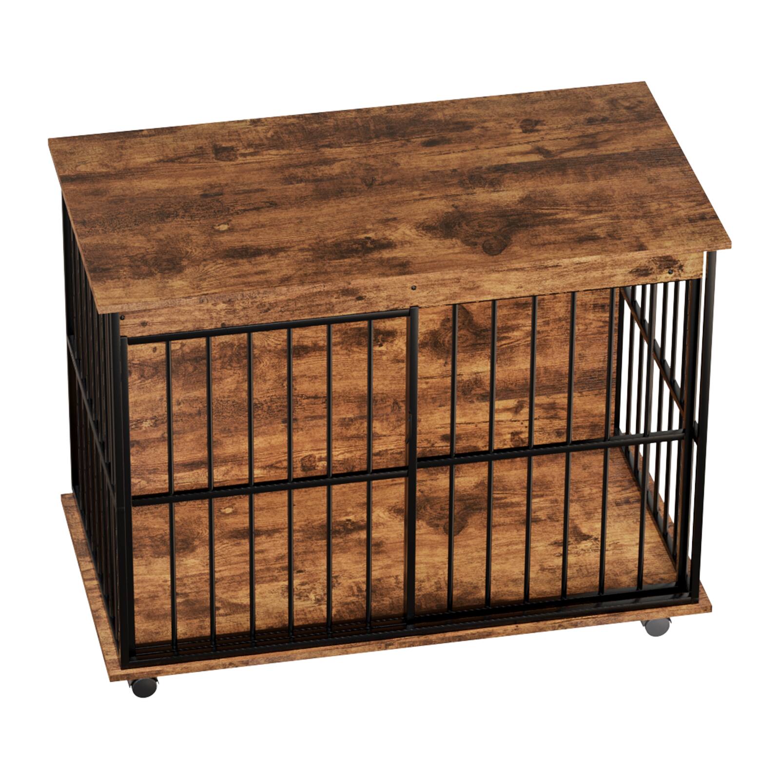 Alt View 2. Siljoy - 43.3" Dog Crate Furniture, MDF & Steel Kennel with Tray, Coffee Table for Large Dogs, 70+ lbs.