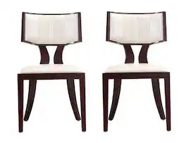 Manhattan Comfort - Pulitzer Traditional Wood Vegan Leather Dining Chair - Set of 2 - Pearl White