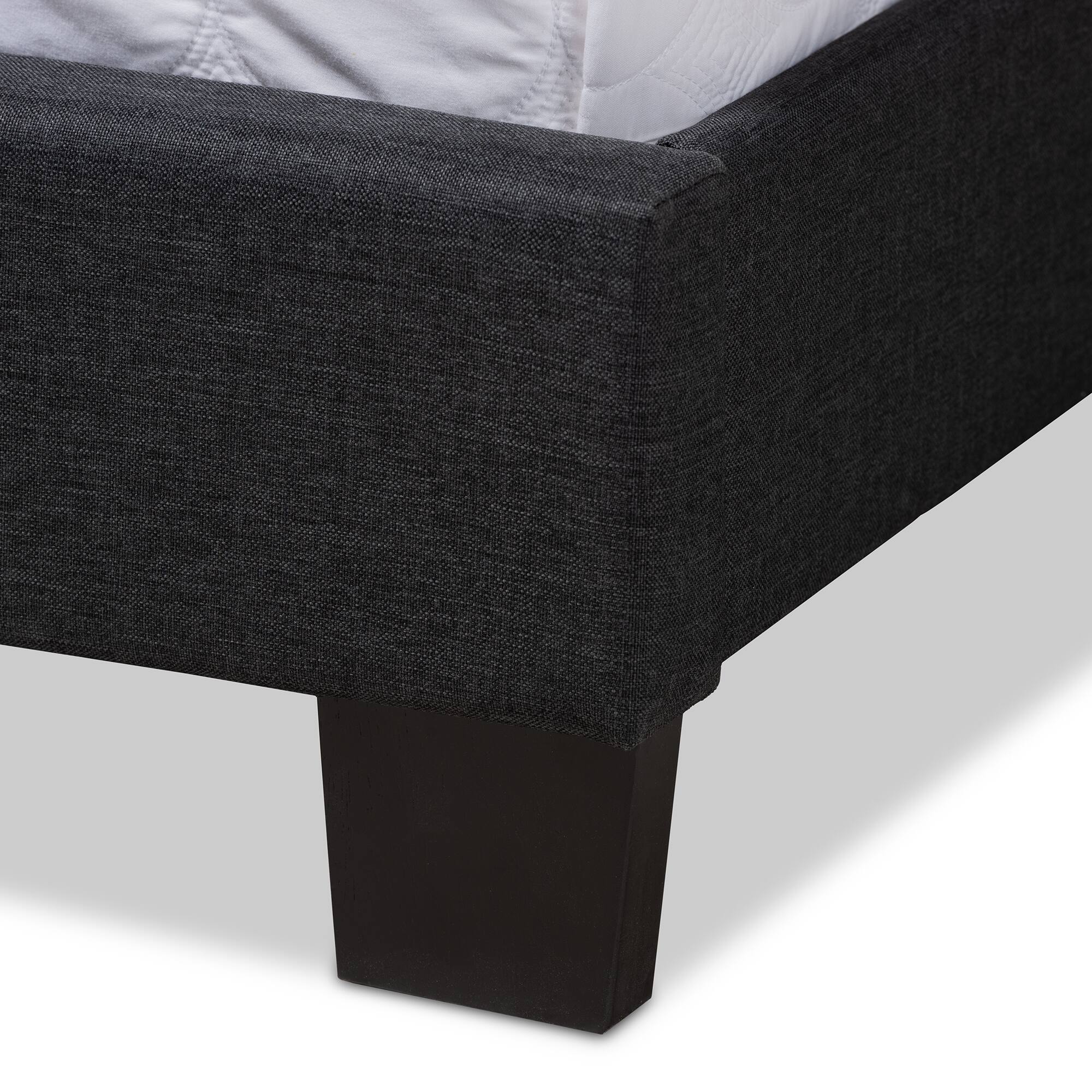 Alt View 1. Baxton Studio - Lisette Modern and Contemporary Fabric Upholstered Queen Size Bed - Charcoal Grey.
