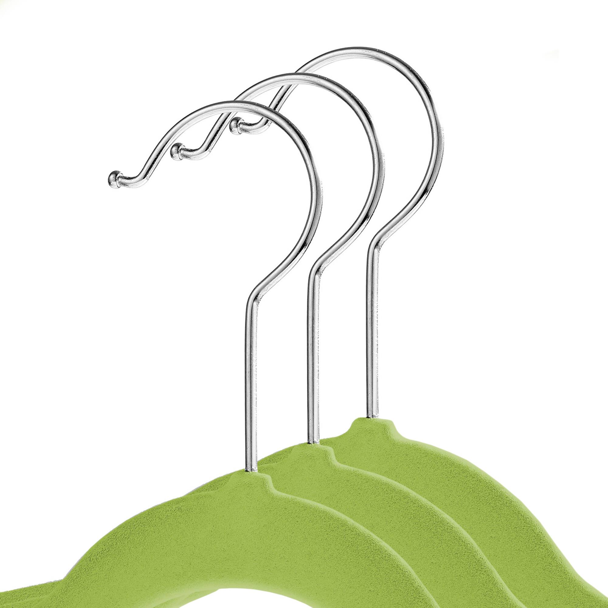 Alt View 1. Casafield - 100 Velvet 11-in Baby Hangers - Lime Green.