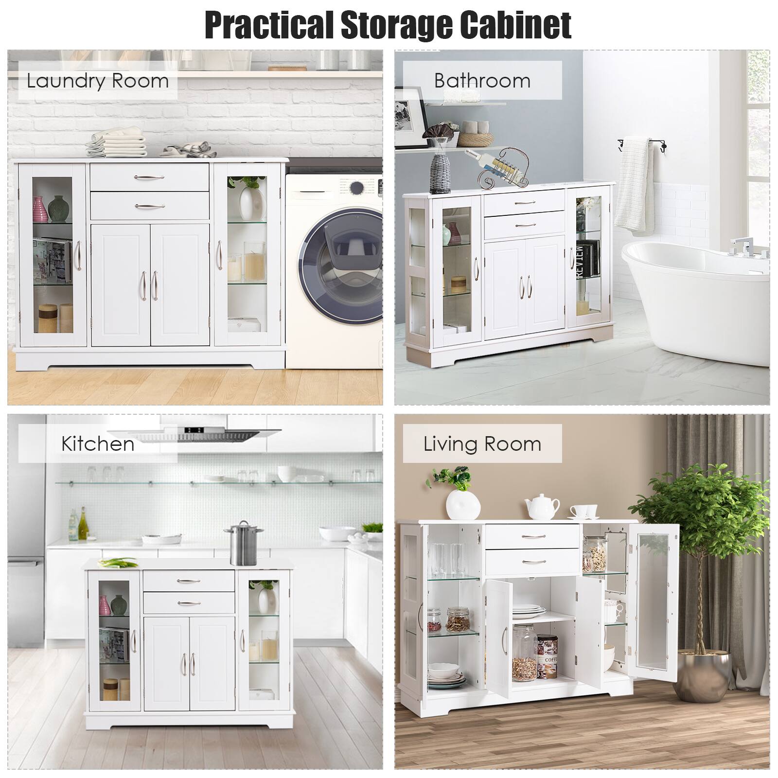 Practical Storage Cabinet
Laundry Room
Bathroom
Kitchen
Living Room