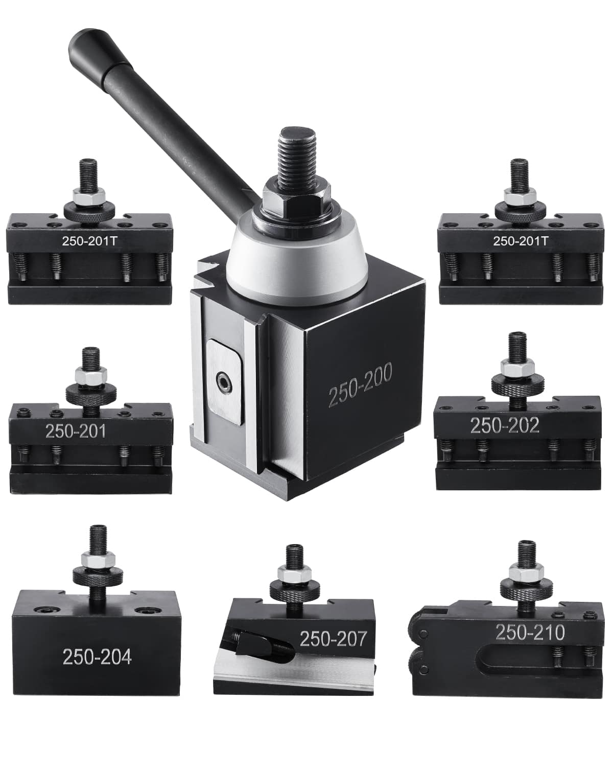 VEVOR - Quick Change Tool Post Set, 8 Pcs,Includes Lathe Tool Holders,Piston Type Tool Post with Turning Tool Holder Accessories - Black