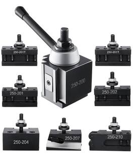 VEVOR - Quick Change Tool Post Set, 8 Pcs,Includes Lathe Tool Holders,Piston Type Tool Post with Turning Tool Holder Accessories - Black