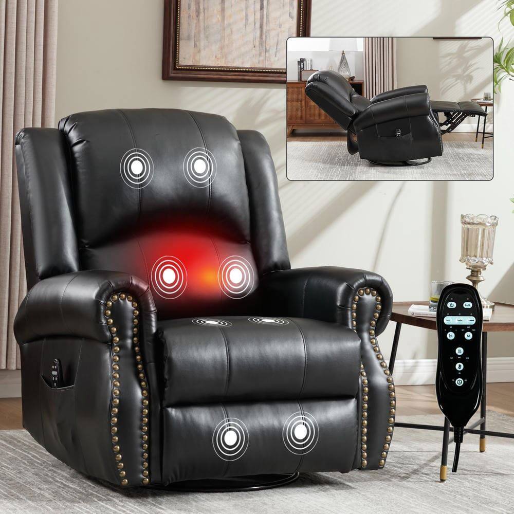 Alt View 7. Kadyn - Fabric Recliner Chair with 8-Node Massage, Heating, and Swivel Rocker Functions, Black - Black.