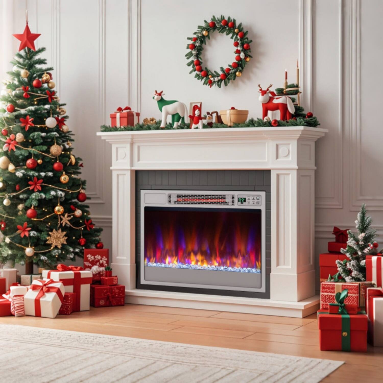 Alt View 2. LUCKY ONE - 23 Inch Recessed Electric Fireplace Insert with 6 Flame Modes & 1000 Sq Ft Heating - Sliver.