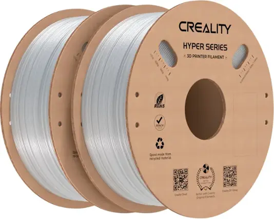 Creality Hyper Series 300g 3D printer filament. Creality Hyper Series 900g 3D printer filament. Creality Hyper Series 600g - 300g. Creality Hyper Series 200 - 500g. Creality Hyper Series 100g. RoHS REACH compliant. Recyclable spool made from recycled material. Creality Cloud. Better with Creality Original Filaments. Creality DIY Group.