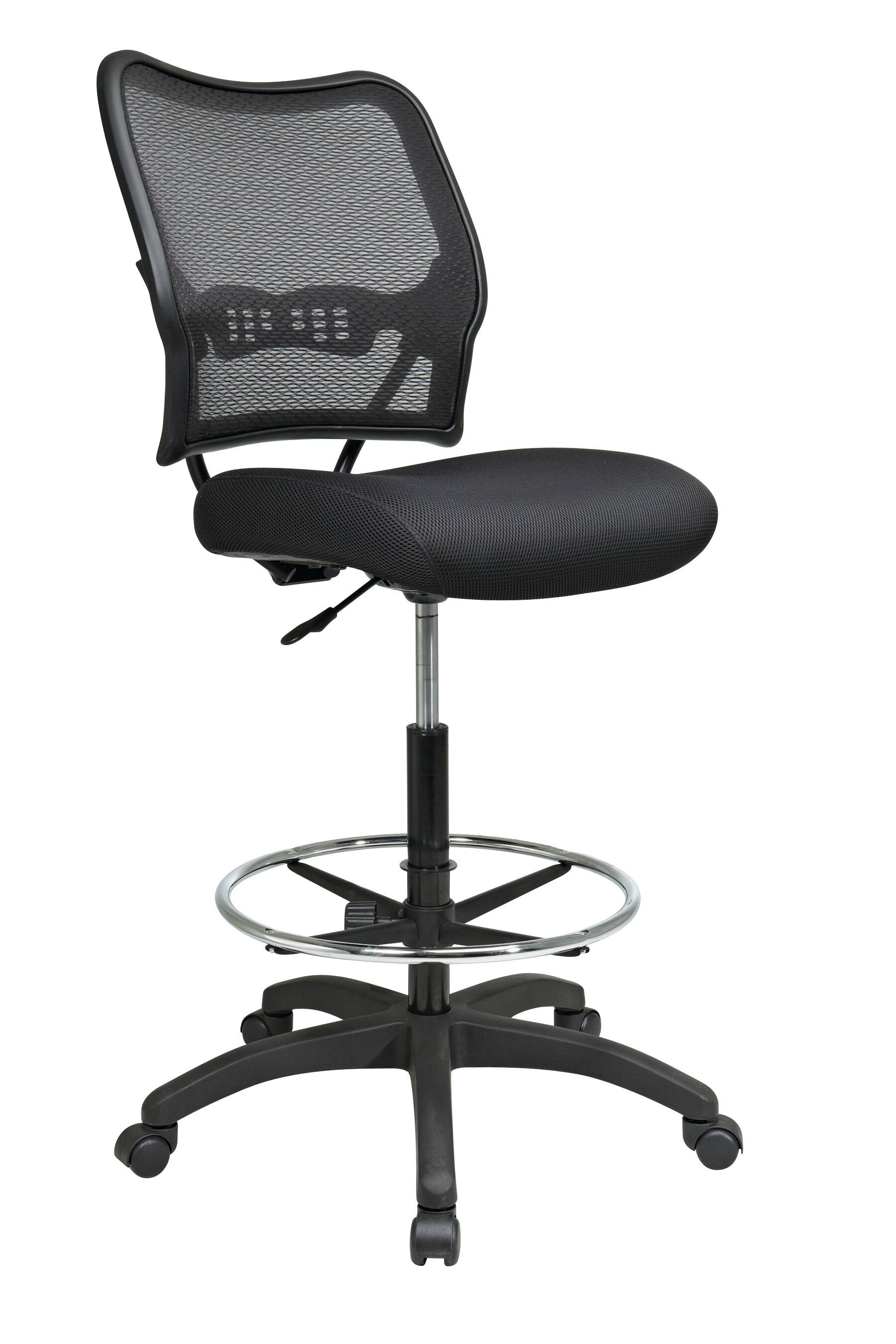 Angle. Office Star Products - Deluxe AirGrid® Back Drafting Chair - Black.