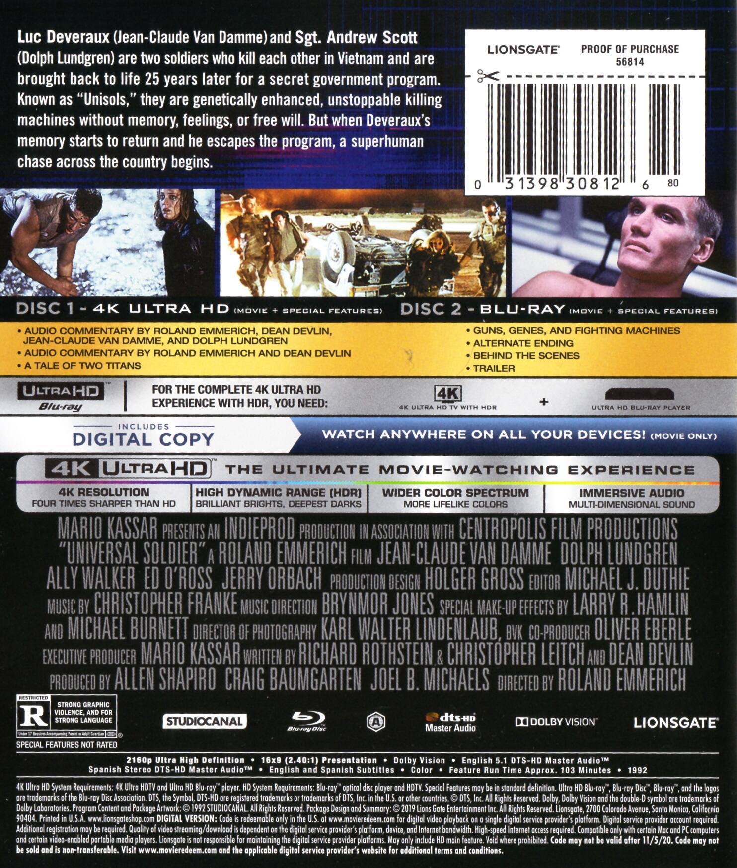 Alt View 1. Universal Soldier   - 4K Blu-Ray.