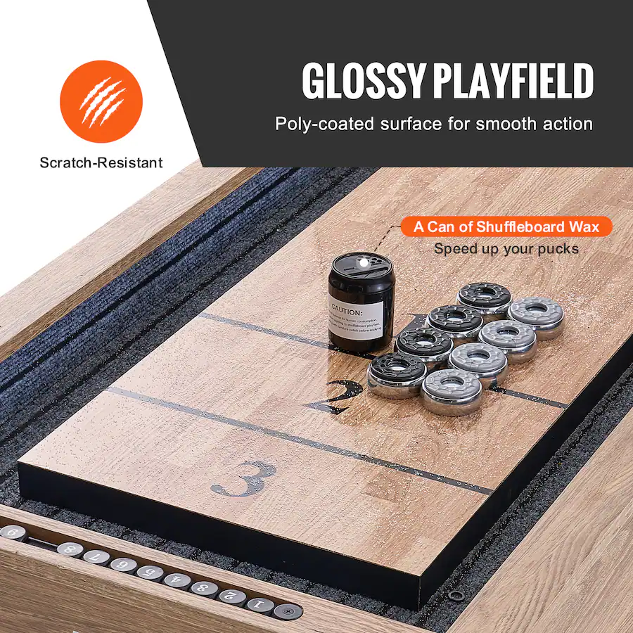 Shufflebo VEVOR Shuffleboard Table, 9 ft Shuffleboard for Family Game Rooms, 2 in ...