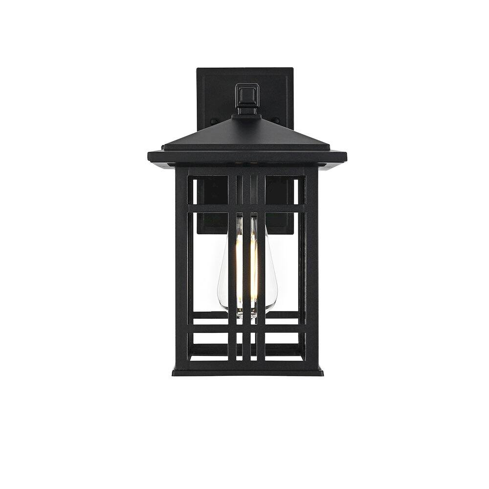 Back. Elegant Lighting - Harley 13 inch Outdoor Wall sconce in Black - Black And Clear.