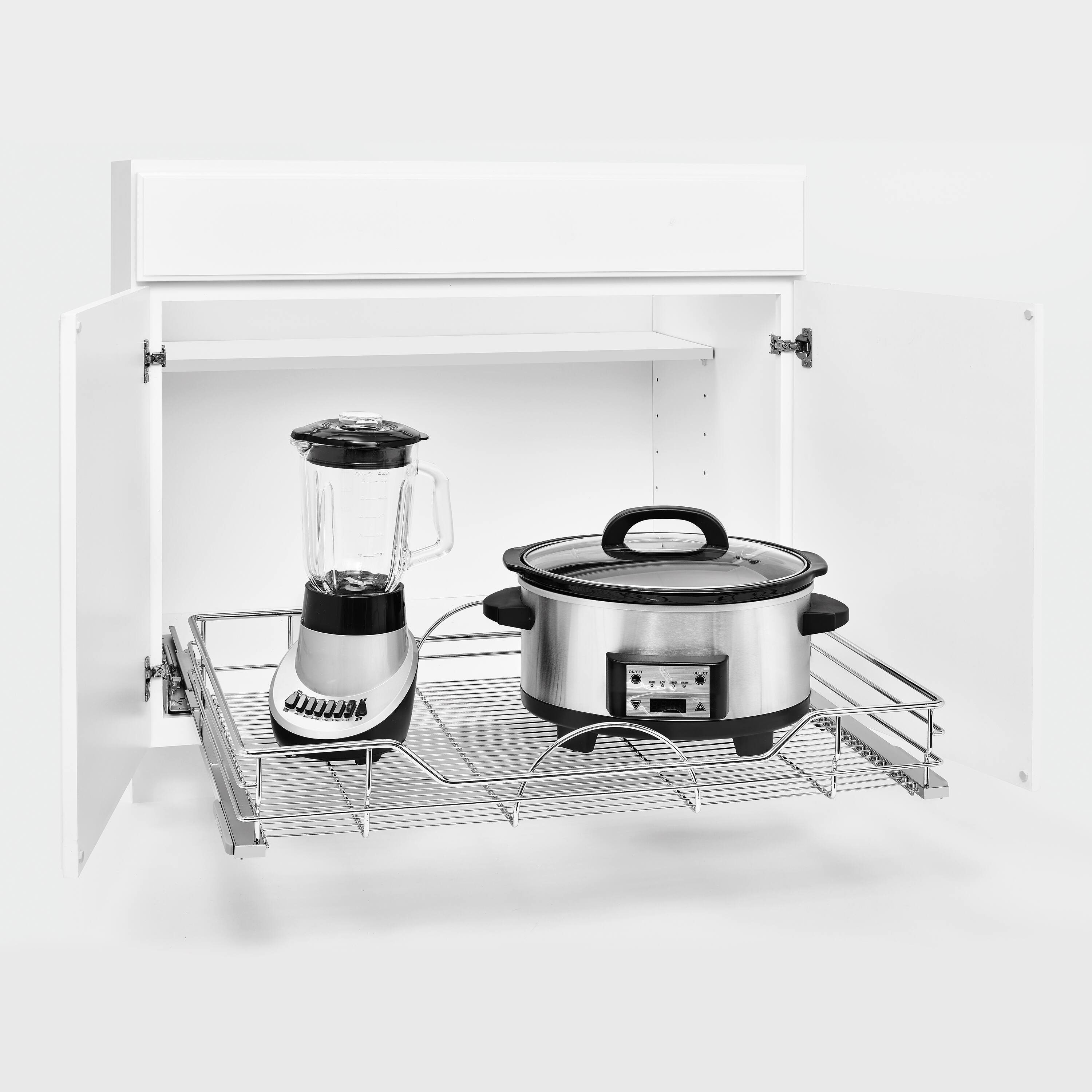 Alt View 1. Rev-A-Shelf - Rev-A-Shelf Pullout Cabinet Basket w/ Soft-close, 32.5'' x 21.74'', 5730-33CR - Silver.