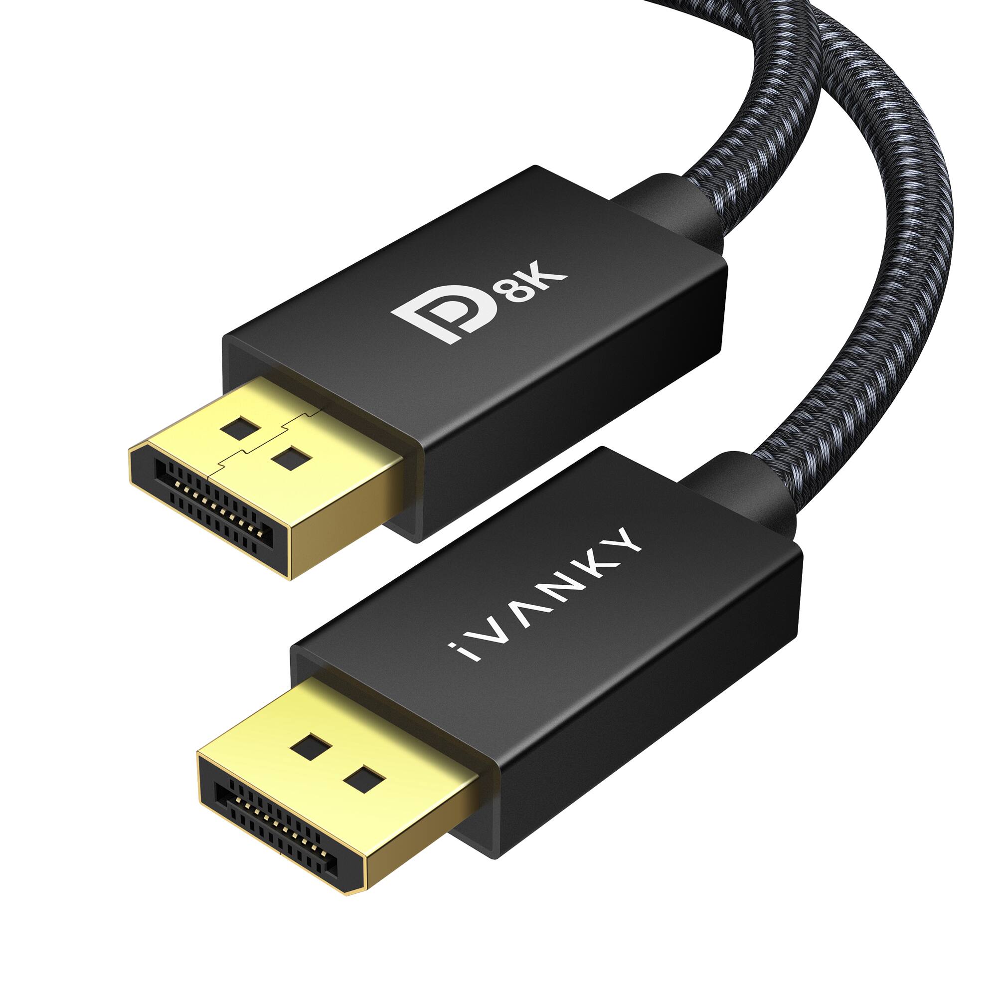 Back. iVANKY - 8K DisplayPort Cable 1.4, VESA Certified DP Cable 6.6ft for Gaming Monitor, Graphics, PC - Black.