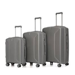 Ecooso - 20"/24"/28" 3-Piece PP Hardshell Luggage Set with Double Spinner Wheels, TSA Lock, and Adjustable Handle - Silver grey