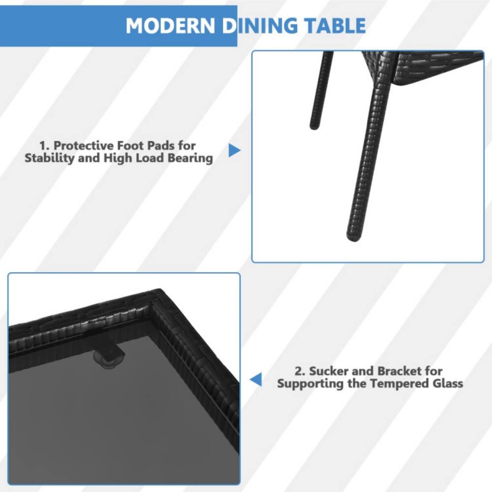 MODERN DINING TABLE

1. Protective Foot Pads for Stability and High Load Bearing

2. Sucker and Bracket for Supporting the Tempered Glass