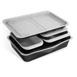 Gotham Steel - 6 Piece Nonstick Ceramic Stackable Bakeware Set - Black