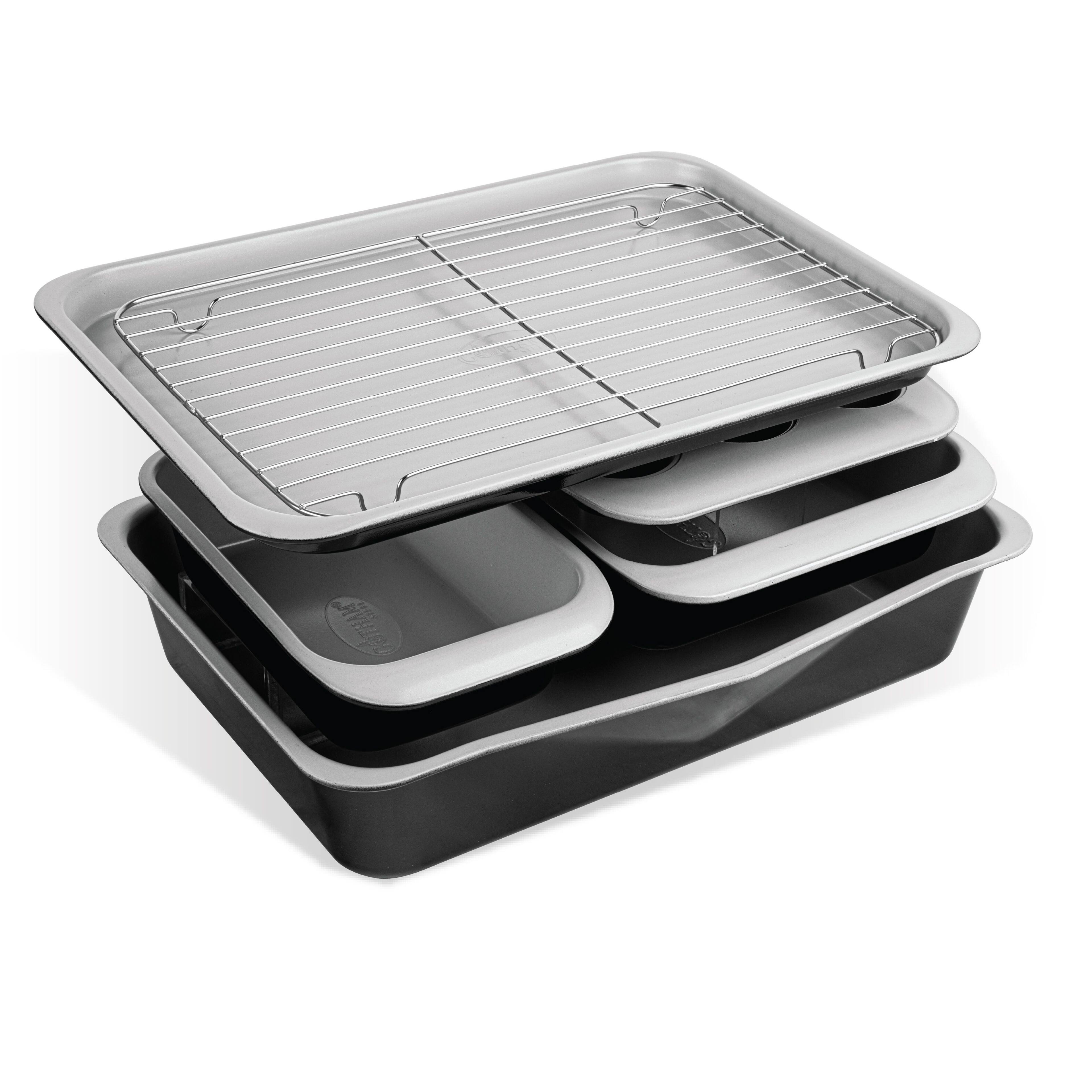 Front. Gotham Steel - Gotham Steel 6 Piece Nonstick Ceramic Stackable Bakeware Set - Black.