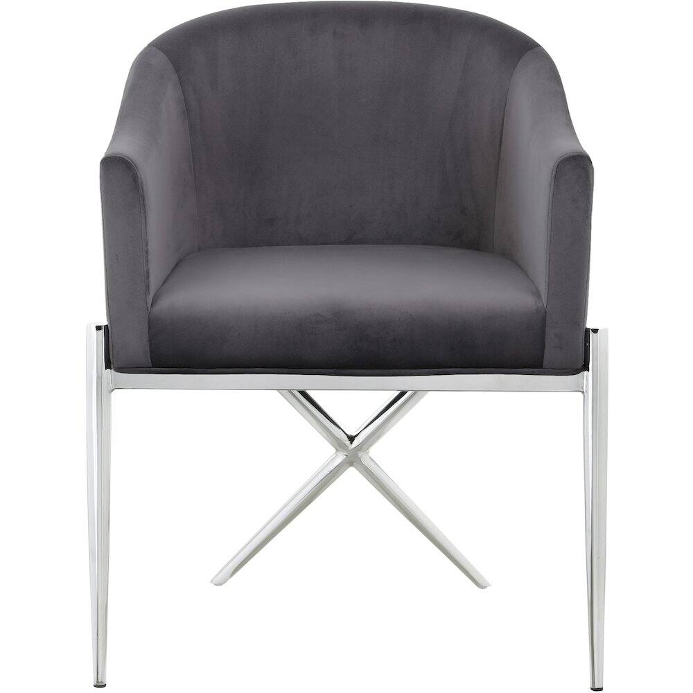 Alt View 2. Meridian Furniture - Xavier Grey Velvet Dining Chair - Grey.