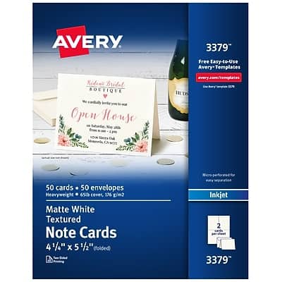 Avery - Textured Genral Use Note Cards, 50/Pack (03379) - White price history on PriceWatchPro